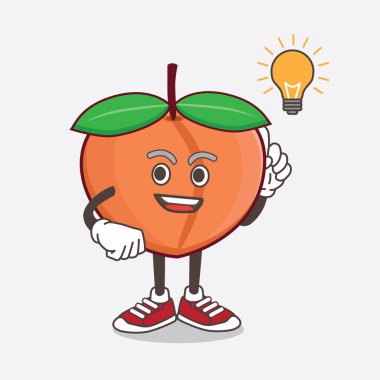 Şeftalili Fruit çizgi film maskotu karakterinin bir çizimi.