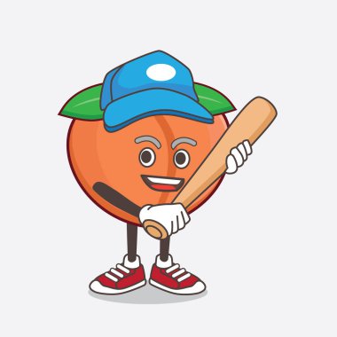 Beyzbol oynayan Şeftali Fruit çizgi film karakteri.