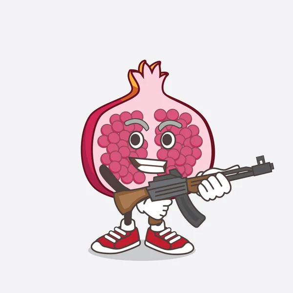 Una Ilustración Del Personaje Mascota Dibujos Animados Granada Fruit Con — Vector de stock
