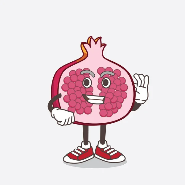 Una Ilustración Del Personaje Mascota Fruta Granada Con Gesto Llamada — Vector de stock
