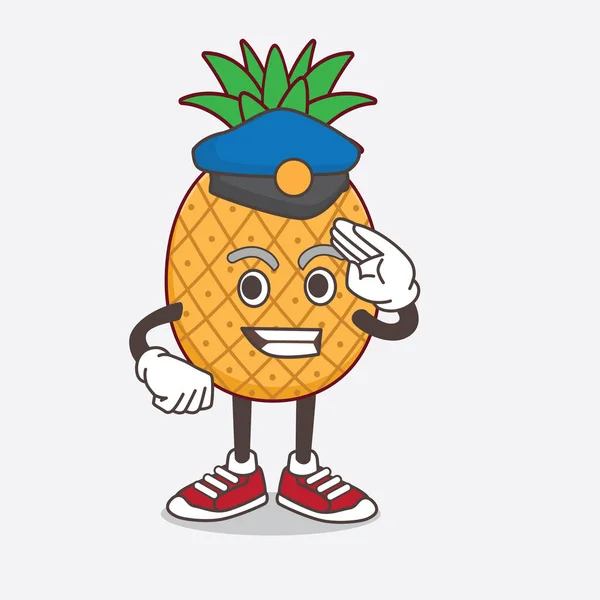 Una Ilustración Del Personaje Mascota Dibujos Animados Pineapple Fruit Trabajando — Vector de stock
