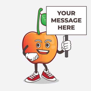 Kraliyet Ann Cherry karikatür maskot karakterinin tabela mesajı.