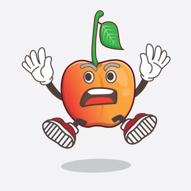 Royal Ann Cherry çizgi film maskot karakterinin şok edici bir gösterimi.