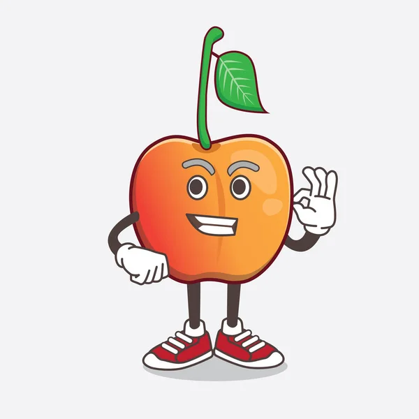 Illustration Royal Ann Cherry Cartoon Mascot Character Calling Gesture — Stock Vector