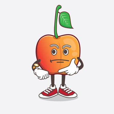 Bekleyen bir jest üzerine Royal Ann Cherry çizgi film maskotu karakteri.