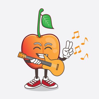 Royal Ann Cherry 'nin gitar çalan maskot karakterinin bir çizimi.