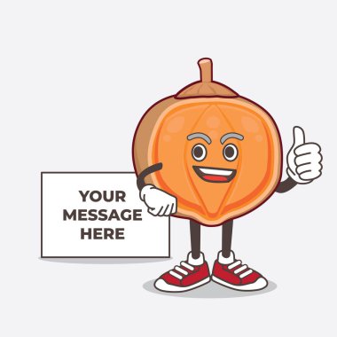 Quararibea Cordata karikatür maskot karakterinin beyaz tahtalı bir çizimi