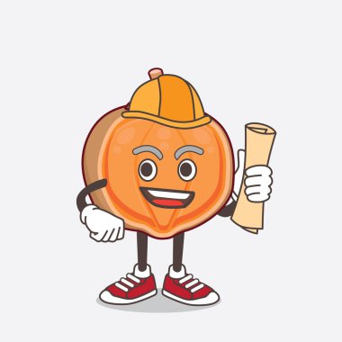 Quararibea Cordata mimarı maskot karakterinin çizimleri ve sarı kaskı var.