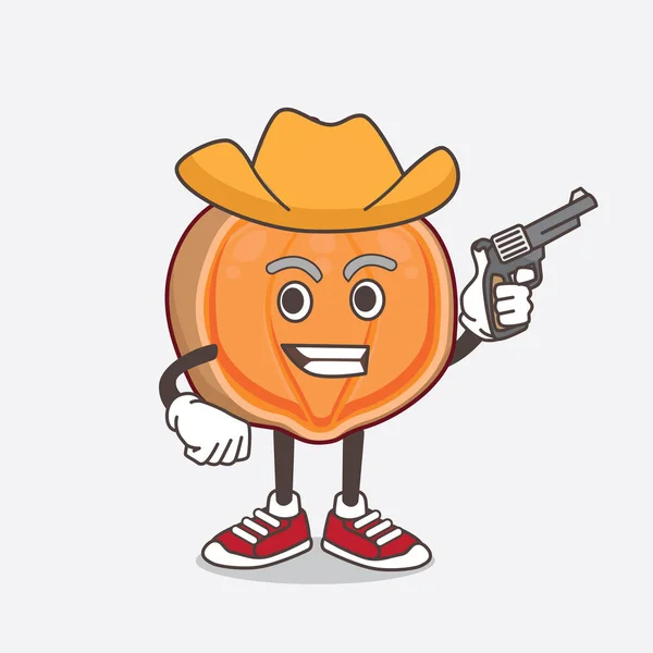Illustration Quararibea Cordata Cartoon Mascot Character Holding Gun — Stock Vector