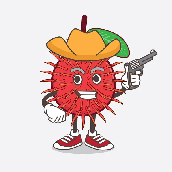 Illustrazione Del Personaggio Della Mascotte Del Cartone Animato Rambutan Fruit — Vettoriale Stock