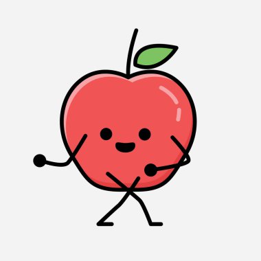 Düz Tasarım Biçimli Şirin Elma Maskot Vektör Karakteri