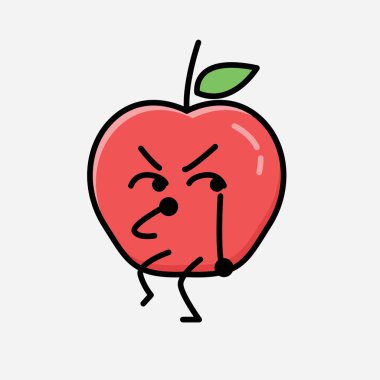 Düz Tasarım Biçimli Şirin Elma Maskot Vektör Karakteri