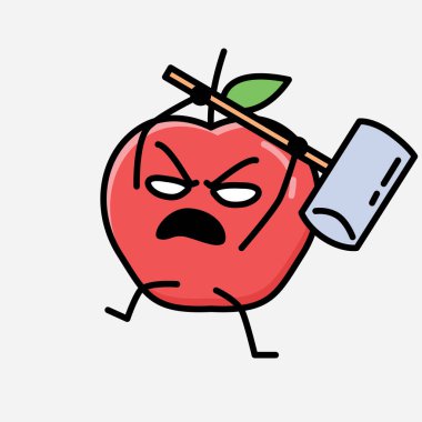 Düz Tasarım Biçimli Şirin Elma Maskot Vektör Karakteri