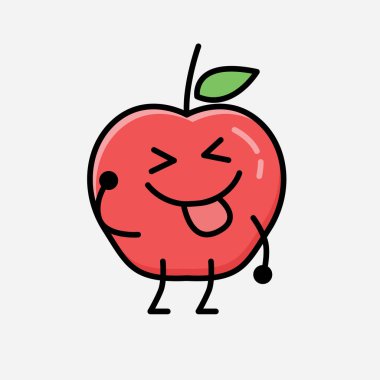 Düz Tasarım Biçimli Şirin Elma Maskot Vektör Karakteri