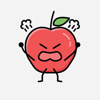 Düz Tasarım Biçimli Şirin Elma Maskot Vektör Karakteri