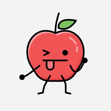 Düz Tasarım Biçimli Şirin Elma Maskot Vektör Karakteri