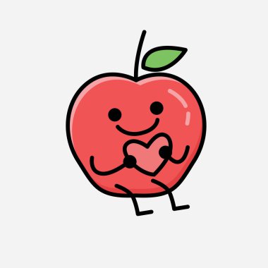 Düz Tasarım Biçimli Şirin Elma Maskot Vektör Karakteri