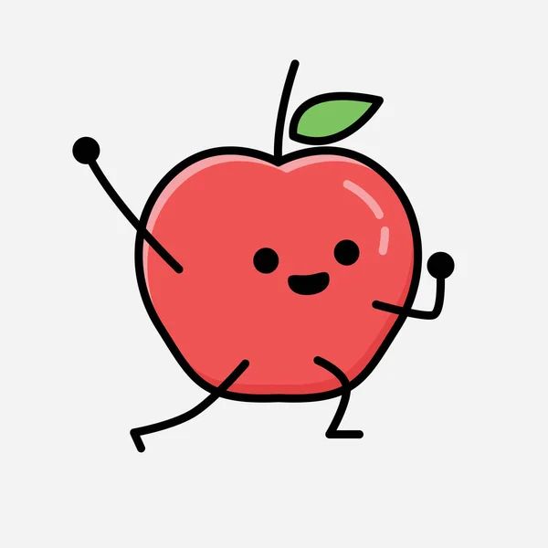 Une Illustration Mignon Personnage Vecteur Mascotte Fruit Pomme Dans Style — Image vectorielle