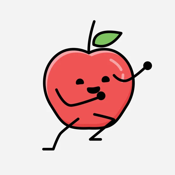 Une Illustration Mignon Personnage Vecteur Mascotte Fruit Pomme Dans Style — Image vectorielle