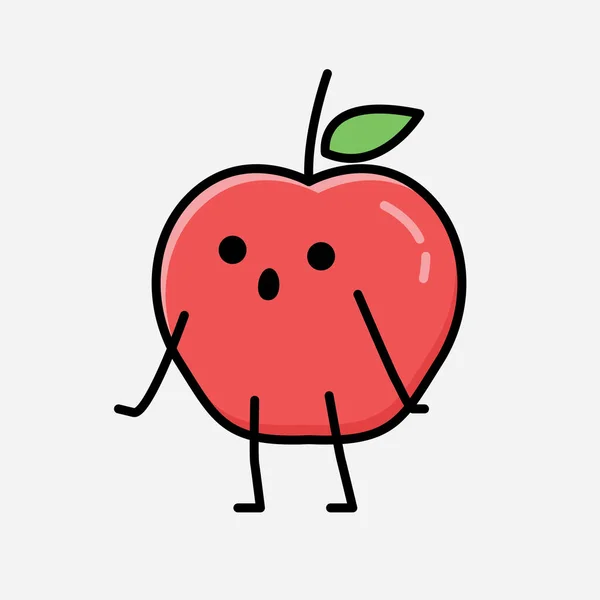 Une Illustration Mignon Personnage Vecteur Mascotte Fruit Pomme Dans Style — Image vectorielle