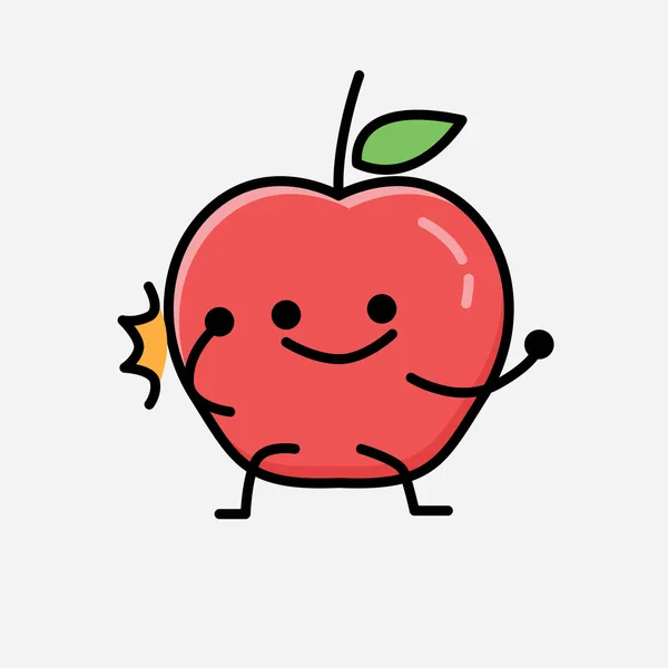 Une Illustration Mignon Personnage Vecteur Mascotte Fruit Pomme Dans Style — Image vectorielle