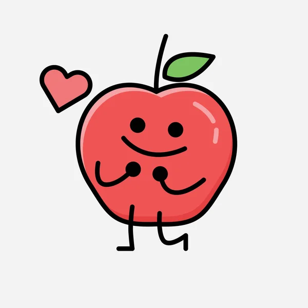 Ilustracja Słodkie Owoce Jabłka Wektor Znak Maskotki Stylu Płaskiego Projektu — Wektor stockowy