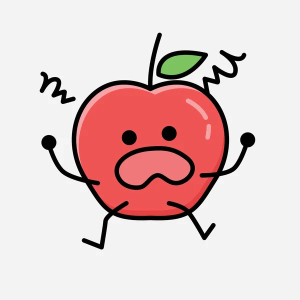 平面设计风格的Cute Apple Fruit Mascot向量字符示例 — 图库矢量图片
