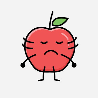 Düz Tasarım Biçimli Şirin Elma Maskot Vektör Karakteri