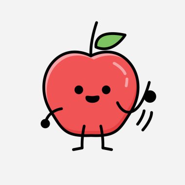 Düz Tasarım Biçimli Şirin Elma Maskot Vektör Karakteri