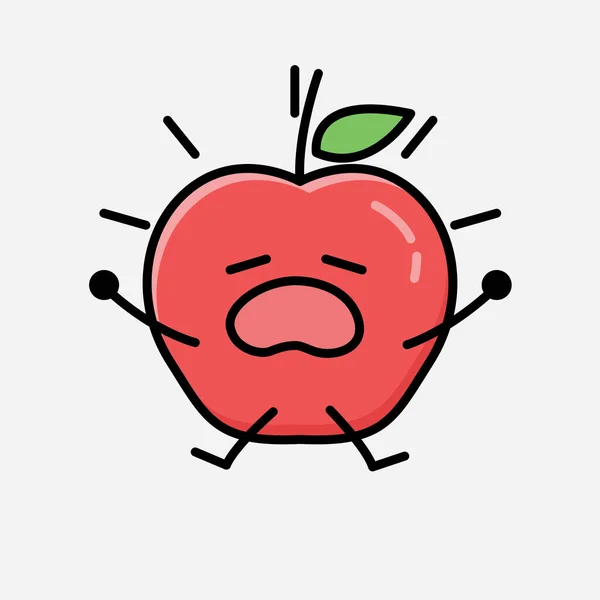 平面设计风格的Cute Apple Fruit Mascot向量字符示例 — 图库矢量图片