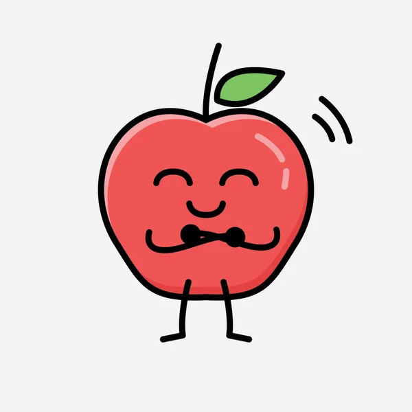 Une Illustration Mignon Personnage Vecteur Mascotte Fruit Pomme Dans Style — Image vectorielle