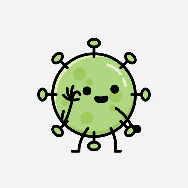 Una Ilustración Del Personaje Lindo Del Vector Mascota Del Virus — Vector de stock