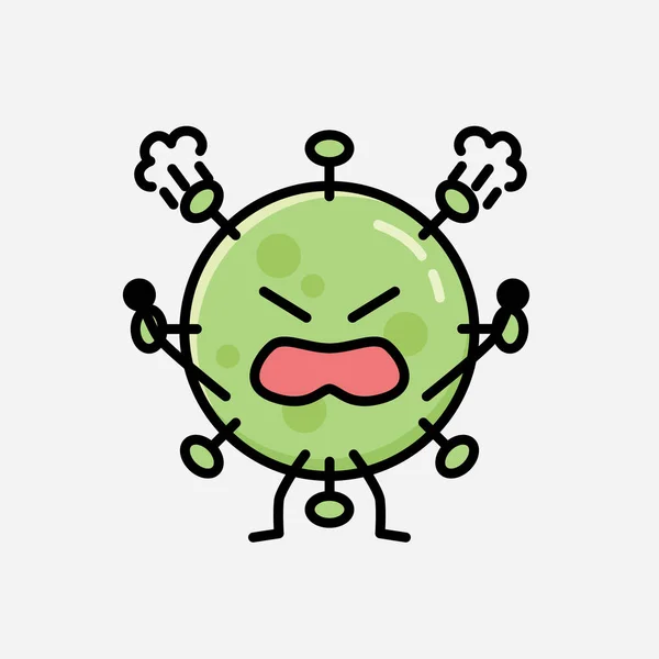 Una Ilustración Del Personaje Lindo Del Vector Mascota Del Virus — Vector de stock