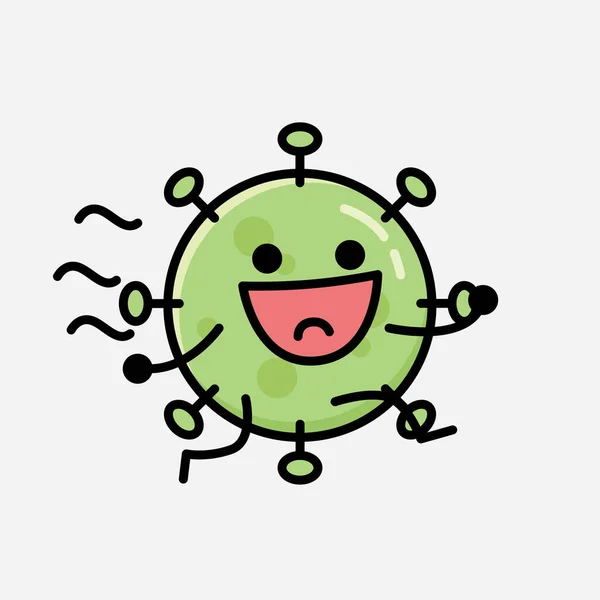 Ilustrace Cute Green Virus Maskot Vektorový Znak Plochém Stylu Designu — Stockový vektor