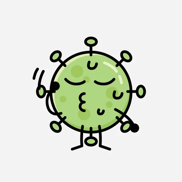 Ilustracja Cute Zielony Wirus Wektor Znak Maskotki Stylu Płaskiego Projektu — Wektor stockowy