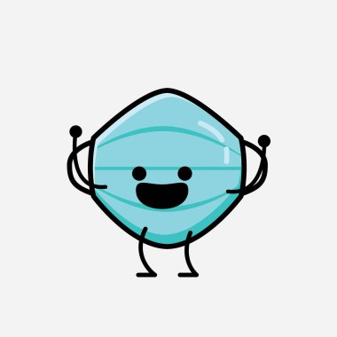 Düz Tasarım Biçimli Şirin Sağlık Maskesi Vektör Karakteri