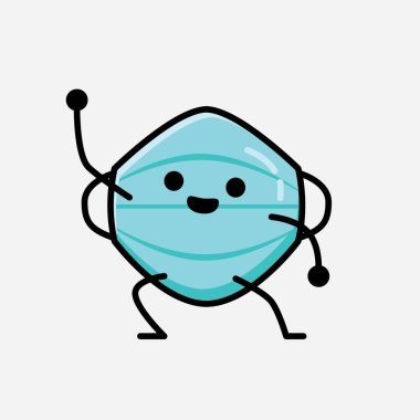 Düz Tasarım Biçimli Şirin Sağlık Maskesi Vektör Karakteri