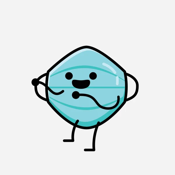 Illustration Cute Health Mask Mascot Vector Character Flat Design Style — Stock Vector