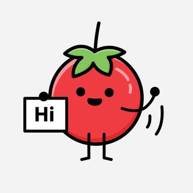 Sevimli Kırmızı Domates Maskot Vektör Karakterinin Düz Tasarım Biçiminde Çizimi