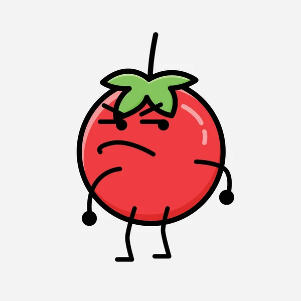 Una Ilustración Del Carácter Lindo Del Vector Mascota Del Tomate — Vector de stock