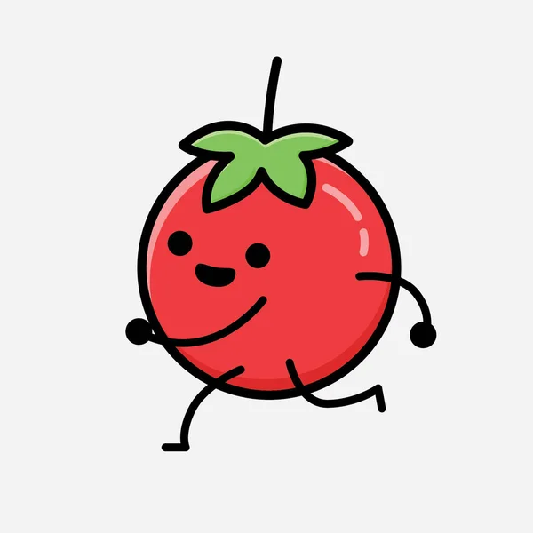 Una Ilustración Del Carácter Lindo Del Vector Mascota Del Tomate — Vector de stock