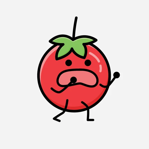 平面设计风格的可爱红番茄吉祥物矢量人物图解 — 图库矢量图片