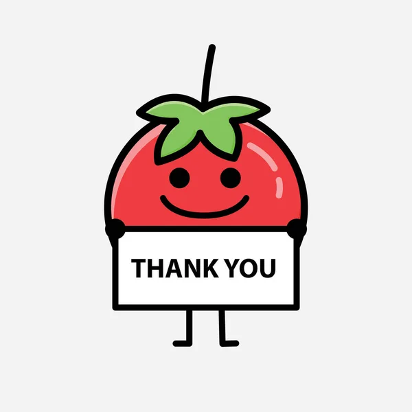 Een Illustratie Van Schattige Rode Tomaat Mascotte Vector Karakter Vlakke — Stockvector