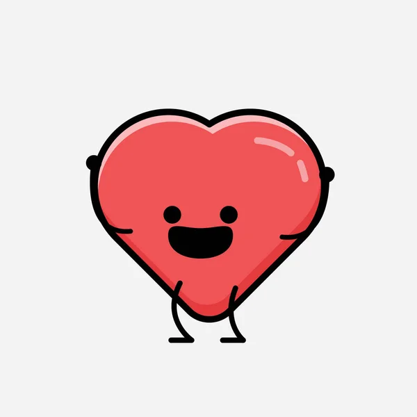 Illustration Cute Red Heart Mascot Vector Character Flat Design Style — Stock Vector