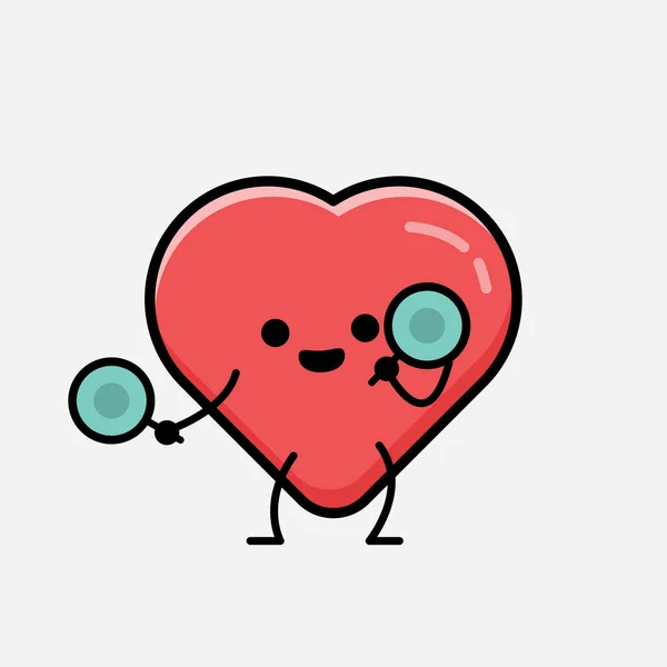 Eine Illustration Des Cute Red Heart Mascot Vector Character Flachen — Stockvektor