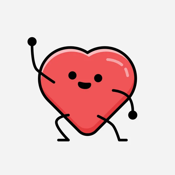 Eine Illustration Des Cute Red Heart Mascot Vector Character Flachen — Stockvektor