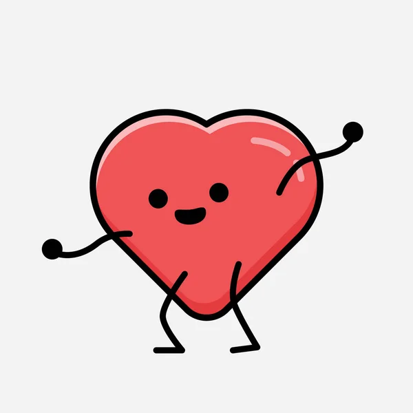 Ілюстрація Cute Red Heart Mascot Vector Character Flat Design Style — стоковий вектор