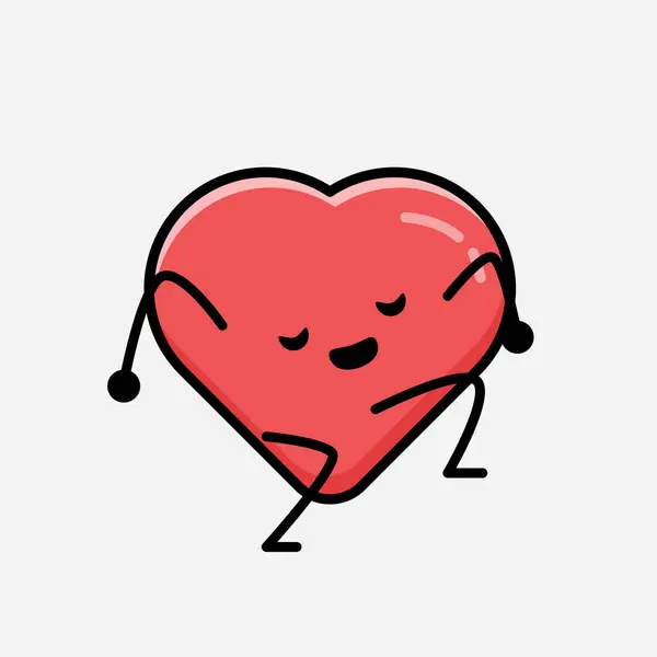 Eine Illustration Des Cute Red Heart Mascot Vector Character Flachen — Stockvektor