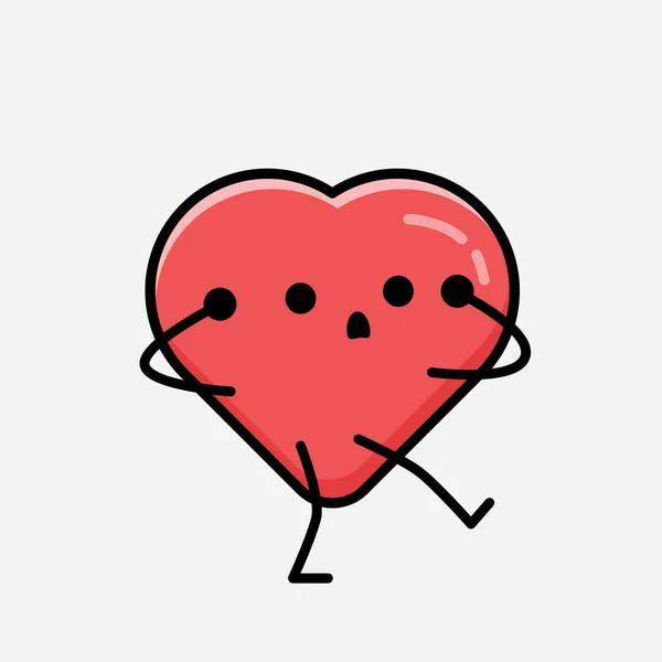 Ілюстрація Cute Red Heart Mascot Vector Character Flat Design Style — стоковий вектор