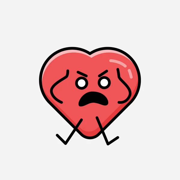 Uma Ilustração Personagem Vetor Mascote Vermelho Bonito Coração Estilo Design — Vetor de Stock